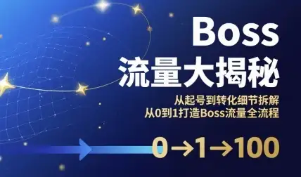 【精】Boss流量大揭秘，从起号到转化细节拆解，从0到1打造Boss流量全流程-优优云创