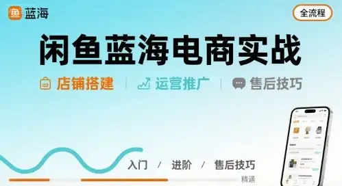 【精】闲鱼蓝海电商实战，店铺搭建运营售后全流程-副业吧