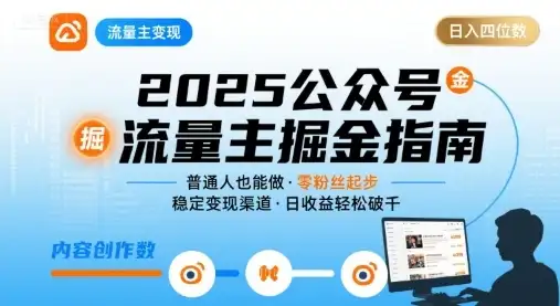 【精】公众号流量主变现项目2025，普通人也能通过这个项目日入四位数-副业吧
