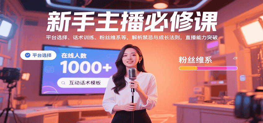 新手主播必修课：平台选择、话术训练、粉丝维系等，解析禁忌与成长法则，突破直播能力-优优云创