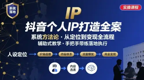 【精】抖音个人IP系统落地实操大课，实操课程，辅助落地-优优云创