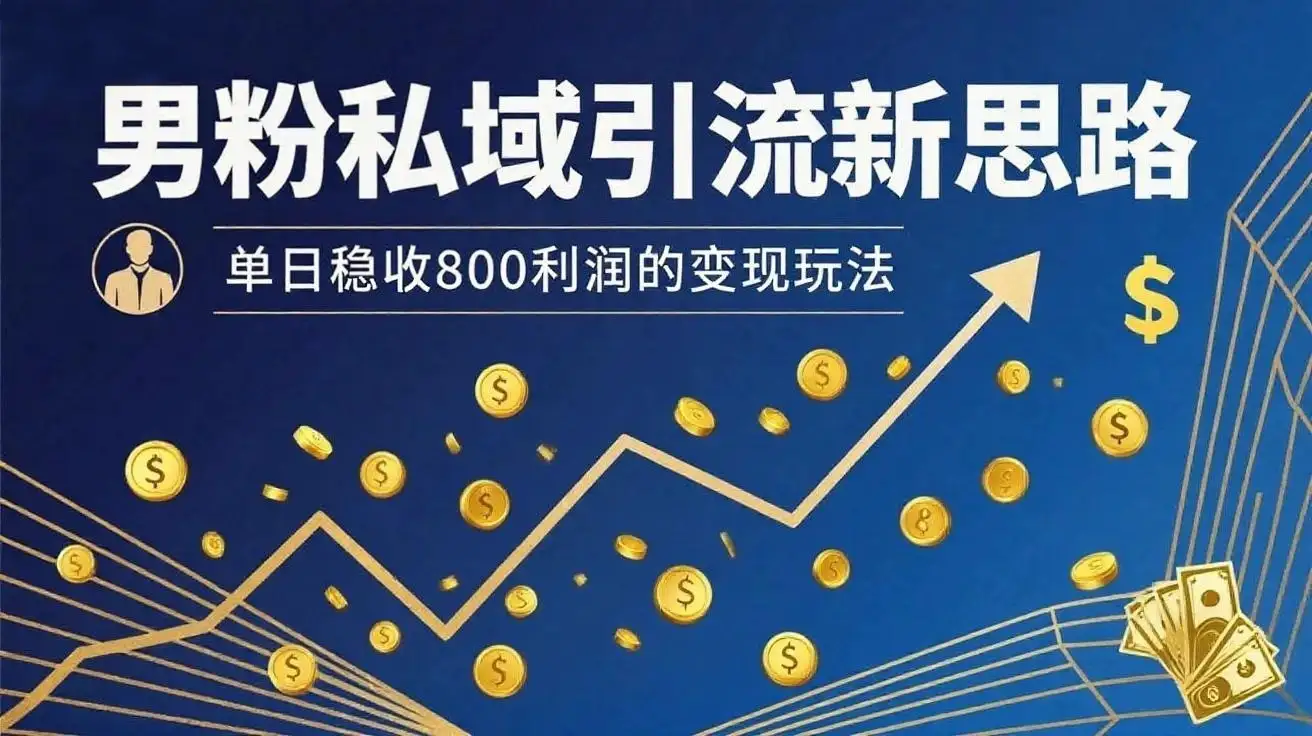 男粉私域新思路，单日稳收800利润的变现玩法-优优云创