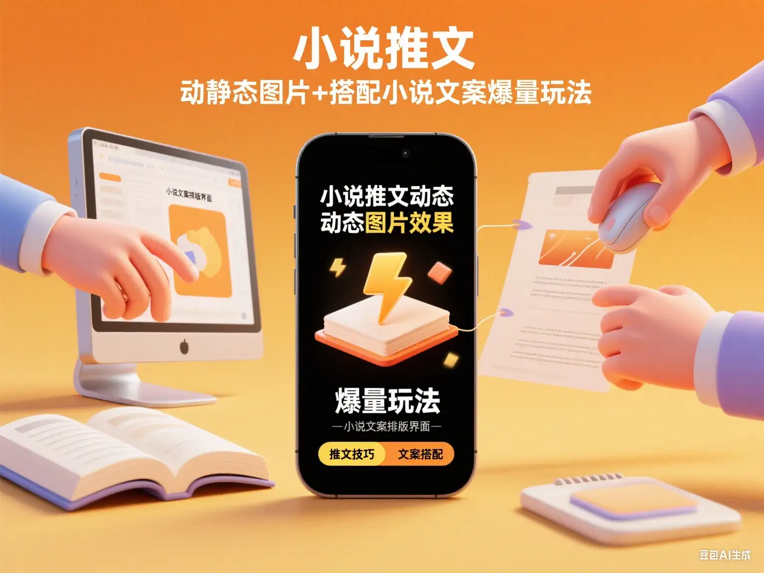 小说推文 动静态图片+搭配小说文案爆量玩法-优优云创