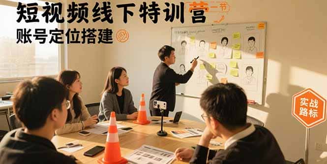 短视频线下特训营:账号定位搭建/口播号拍摄剪辑/直播间流量入口/变现实战-副业吧