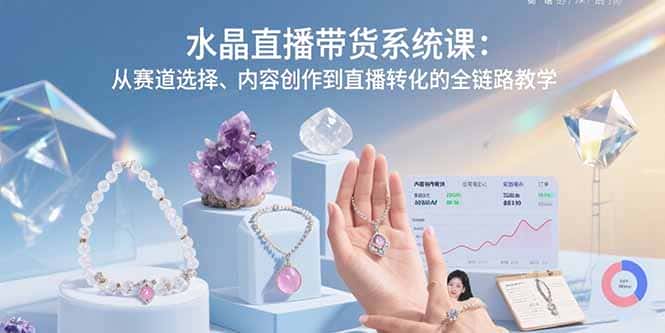 水晶直播带货系统课：从赛道选择、内容创作到直播转化的全链路教学-优优云创