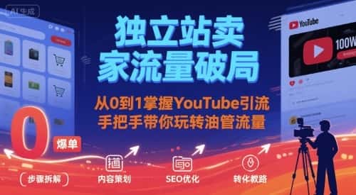 独立站卖家流量破局：从0到1掌握YouTube引流，手把手带你玩转油管流量-优优云创