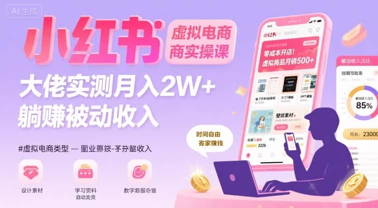 小红书虚拟电商，大佬实测月入2W+，实现被动收入-优优云创