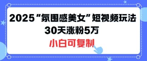不露脸也能火！2025“氛围感美女”短视频玩法，30天涨粉5W小白可复制-优优云创