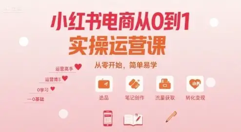 【精】小红书电商从0到1实操运营课，从零开始，简单易学-优优云创