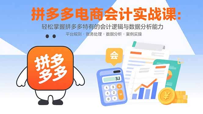 拼多多电商会计实战课：轻松掌握拼多多特有的会计逻辑与数据分析能力-优优云创