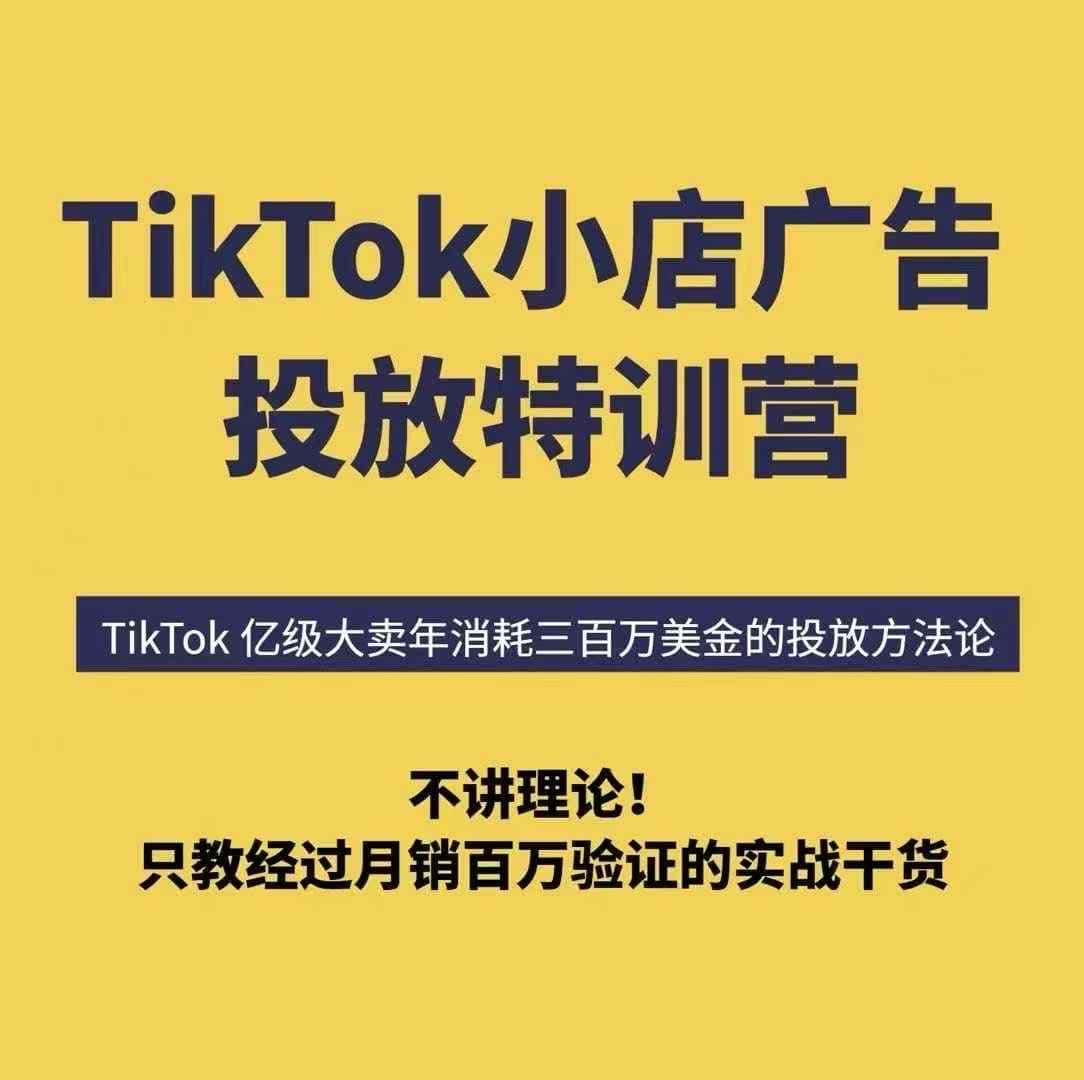 TikTok小店广告投放特训营，6天破局计划专治各种“投不动”，教你经过月销百万验证的实战干货-副业吧