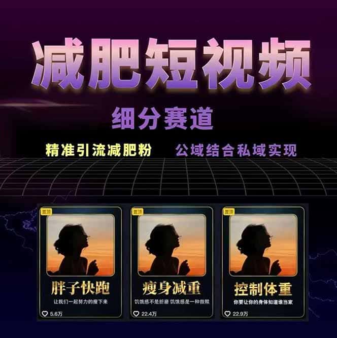 图片[1]-减肥短视频赛道运营课：素材准备-视频制作-引流变现全流程 (附素材-优优云创