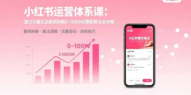小红书运营体系课：通过大量实战案例拆解0-1000W爆款算法全攻略-优优云创