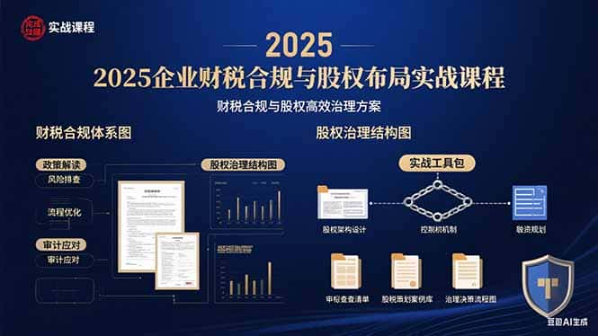 2025企业财税合规与股权布局的实战课程：财税合规与股权高效治理方案-副业吧