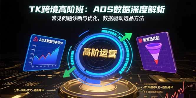 TK跨境高阶班：ADS数据深度解析，常见问题诊断与优化，数据驱动选品方法-优优云创