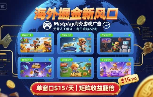 海外掘金新风口，Mistplay海外游戏广告，每日自动运行，单窗口稳入2美刀 ，可矩阵操作【揭秘】-优优云创