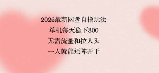 2025最新网盘自撸玩法，单机每天稳下3张，无需流量和拉人头，一个人就可轻松矩阵，全网独一份【揭秘】-优优云创网