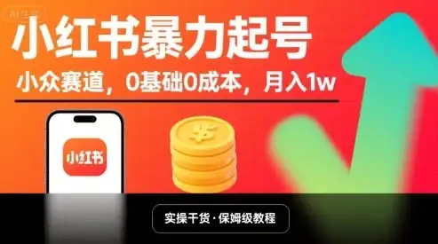 小红书暴力起号，小众赛道，0基础0成本，月入1w-优优云创