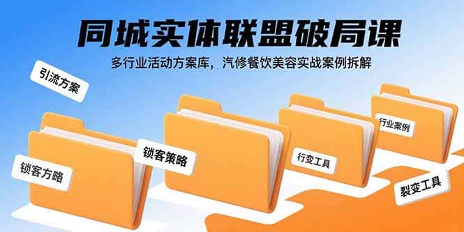 同城实体联盟破局课，多行业活动方案库，汽修餐饮美容实战案例拆解-优优云创