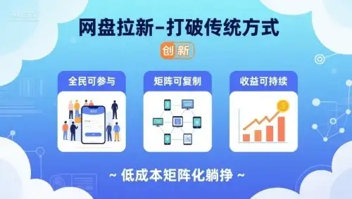 网盘拉新-打破传统方式，低成本矩阵化躺挣，全民可参与、矩阵可复制、收益可持续【揭秘】-副业吧