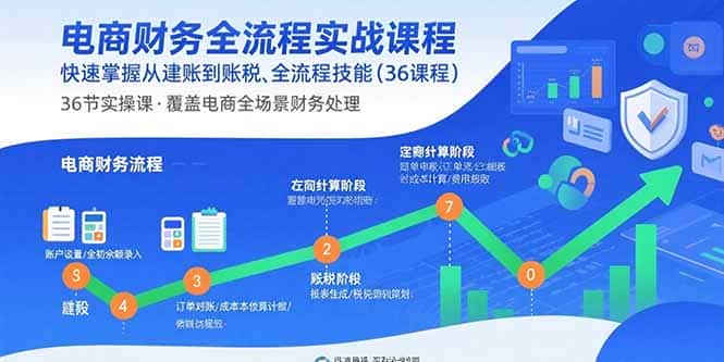 电商财务全流程实战课程：快速掌握从建账到报税的全流程技能(36节课-优优云创