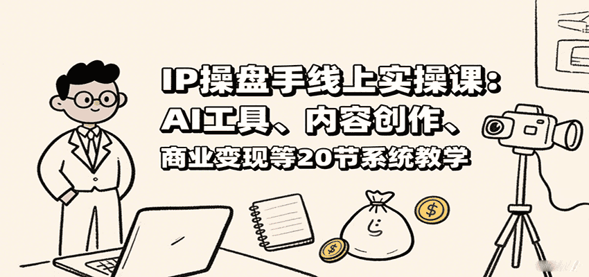 IP操盘手线上实操课：AI工具、内容创作、商业变现等20节系统教学-优优云创