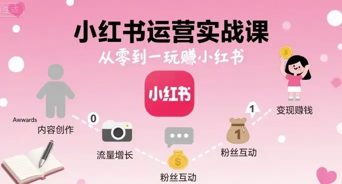 【精】小红书运营实战课，从零到一玩賺小红书-优优云创