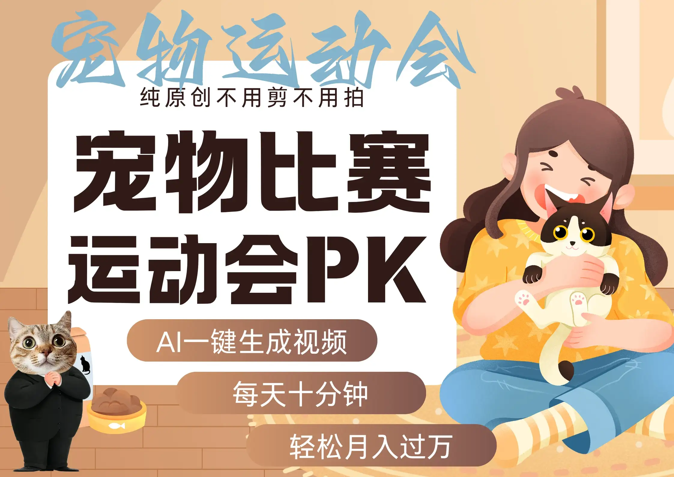 【精】AI萌宠运动员跳水 射击  篮球  足球比赛   每天十分钟 附详细提示词文案库   创作者分成 月入5W+-优优云创