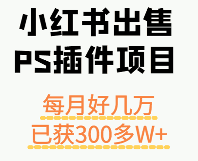 小红书出售PS插件项目，每月都收入好几万，长期操作已获利300多W+-副业吧