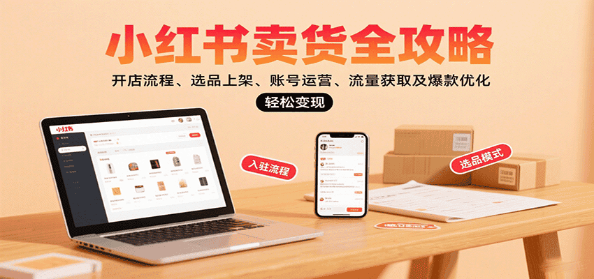 小红书卖货全攻略：开店流程、选品上架、账号运营、流量获取及爆款优化，轻松变现-优优云创