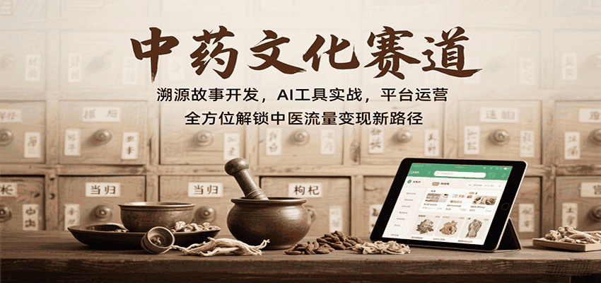 中药文化赛道：溯源故事开发，AI工具实战，平台运营，全方位解锁中医流量变现新路径-优优云创