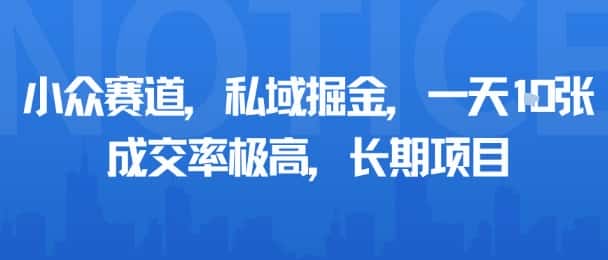 小众赛道，私域掘金，一天多张，成交率极高，长期项目-优优云创