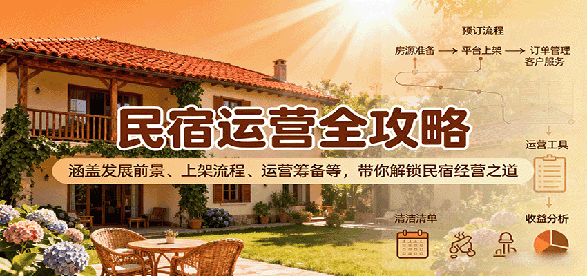 民宿运营全攻略:涵盖发展前景、上架流程、运营筹备等,带你解锁民宿经营之道-副业吧