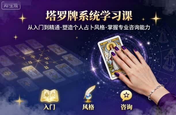 塔罗牌系统学习课，助你从入门到精通，塑造个人占卜风格，掌握专业咨询能力-副业吧