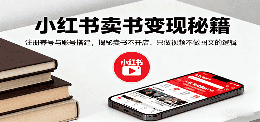 小红书卖书变现秘籍，注册养号与账号搭建，揭秘卖书不开店、只做视频不做图文的逻辑-副业吧