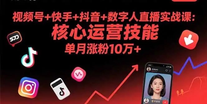 【精】视频号+快手+抖音+数字人直播实战课(9月-副业吧