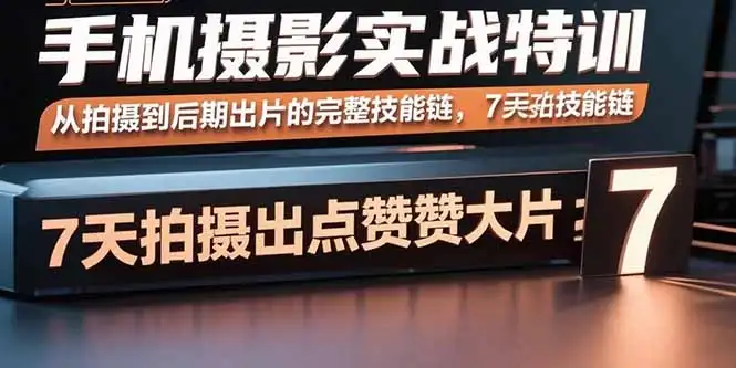 【精】手机摄影实战特训，从拍摄到后期出片的完整技能链，7天拍出点赞大片-副业吧