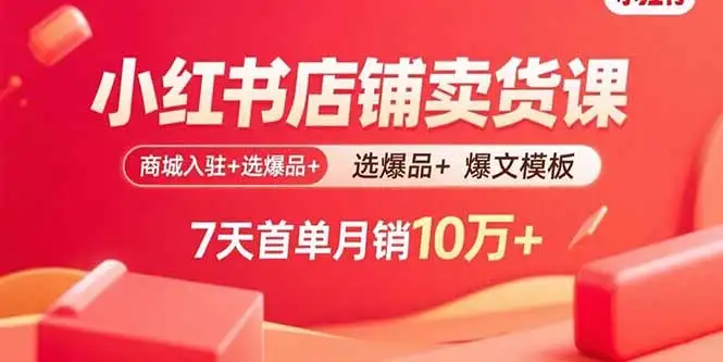 【精】小红书店铺卖货课：商城入驻+选爆品+爆文模板，7天首单月销10万+-优优云创