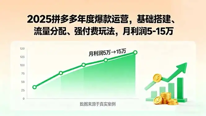 【精】2025拼多多年度爆款运营，基础搭建、流量分配、强付费玩法，月利润5-15万-优优云创