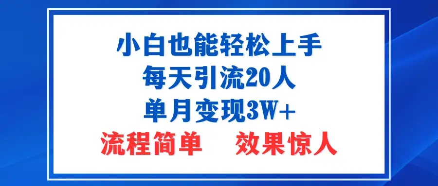 小白也能轻松上手的宝妈项目，每天引流20人，单月变现3W+，流程简单，效果惊人-优优云创