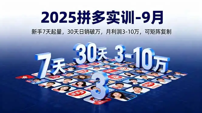 【精】2025拼多多实训-9月：新手7天起量,30天日销破万,月利润3-10万,可矩阵复制-优优云创