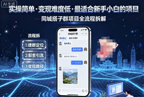 实操简单，变现难度低，最适合新手小白做的项目，每天轻松收入3张，同城搭子群项目全流程拆解-优优云创