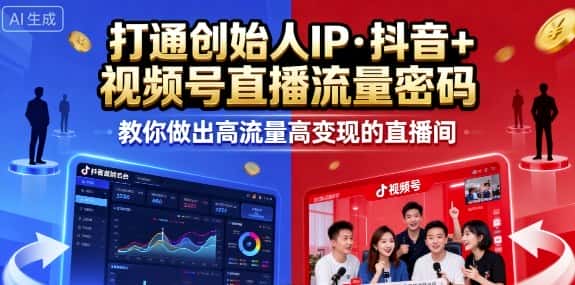 25年直播9-10两期线下课，打通创始人IP，抖音+视频号直播流量密码，教你做出高流量高变现的直播间-优优云创