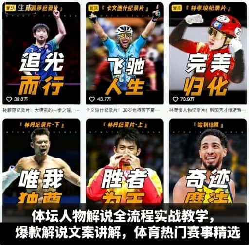 体坛人物解说全流程实战教学，爆款解说文案讲解，体育热门赛事精选-优优云创