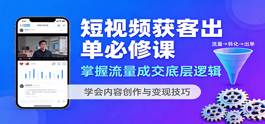 短视频获客出单必修课：掌握流量成交底层逻辑，学会内容创作与变现技巧-优优云创