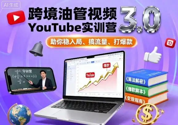 【精】跨境油管视频YouTube实训营3.0，助你稳入局、搞流量、打爆款-优优云创
