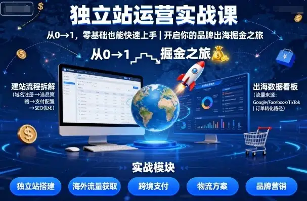 【精】独立站运营实战课，​从0到1，零基础也能快速上手，开启你的品牌出海掘金之旅-优优云创