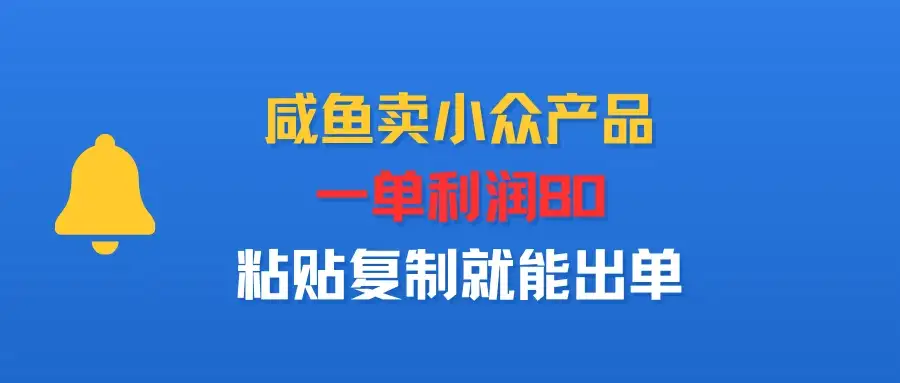 咸鱼卖小众产品，一单利润80，粘贴复制就能出单-优优云创