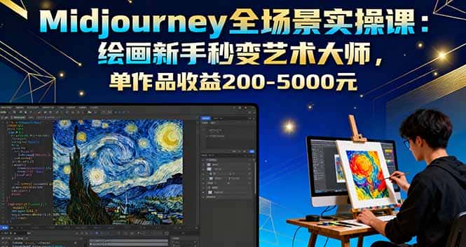 Midjourney全场景实操课：绘画新手秒变艺术大师，单作品收益200-5000元-优优云创