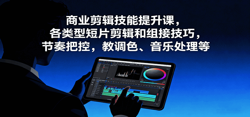 商业剪辑技能提升课，各类型短片剪辑和组接技巧，节奏把控，教调色、音乐处理等-优优云创